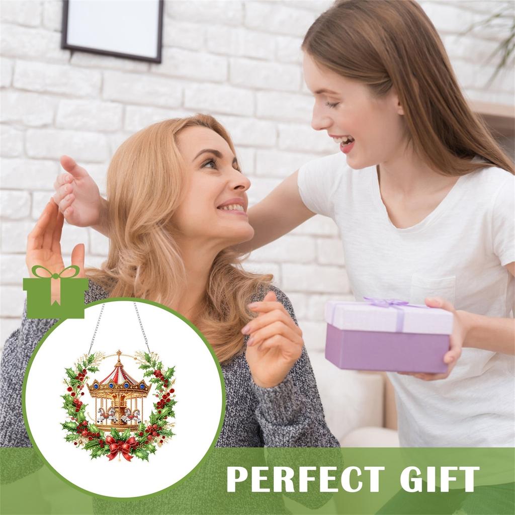 Рождественские DIY 2D Плоские Акриловые Специальной Формы Подвесные Наборы Алмазной Живописи Алмазный Арт Подвеска для Окна Дома Сада Стены Двери Декор