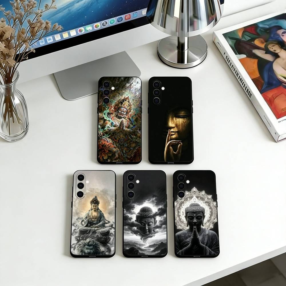 Buddha statue Phone Case For Samsung Galaxy A73,A72,A71,A70,A53,A52,A51,Soft Black Cover