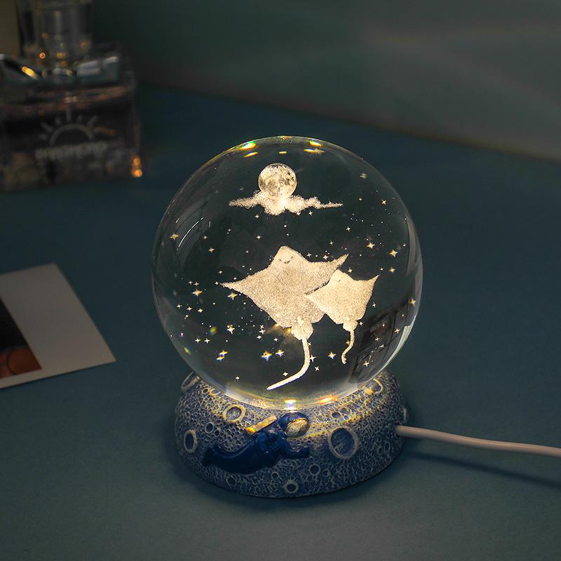 Starry Sea 3D Crystal Ball Night Light - Ocean Series Ornament & Birthday Gift