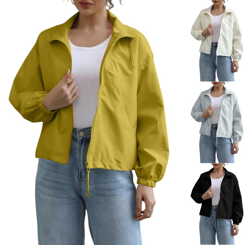 Women's Fashionable Trench Coat Short Standing Collar Thin Jacket