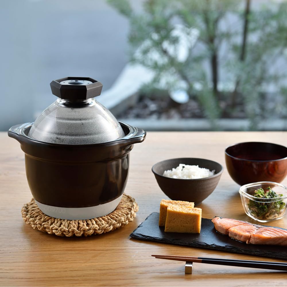 Hario Горшок для риса с прозрачным стеклом, сделано в Японии, 1-2 крышки, внутри, термостойкое стекло, керамика, GNR-150-BW