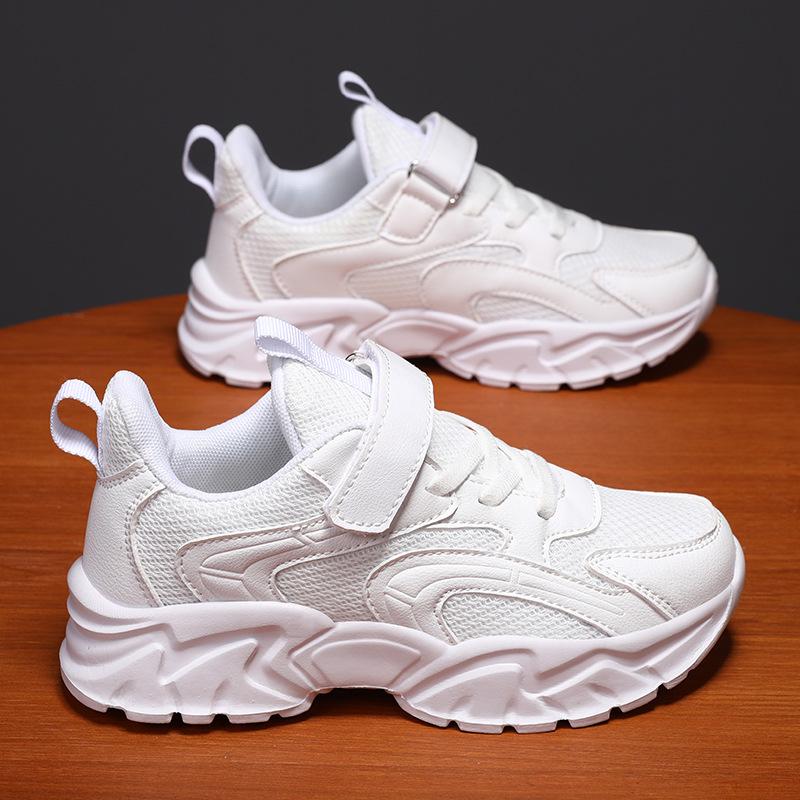 Boys Shoes Sports Shoes Autumn New Mesh Shoes Soft Sole Children Middle and Older Children Boys Mesh White Shoes Students