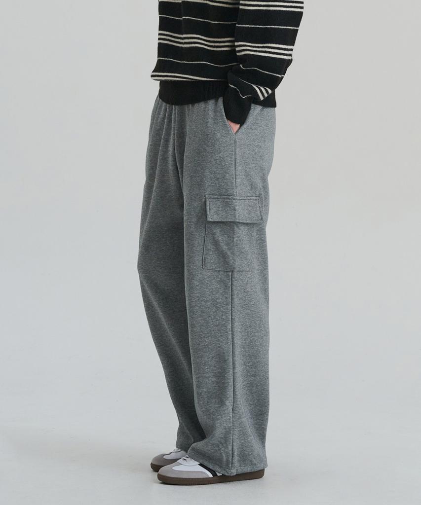 CREEDMENS Soft Brushed String Wide Cargo Pants (Gray)