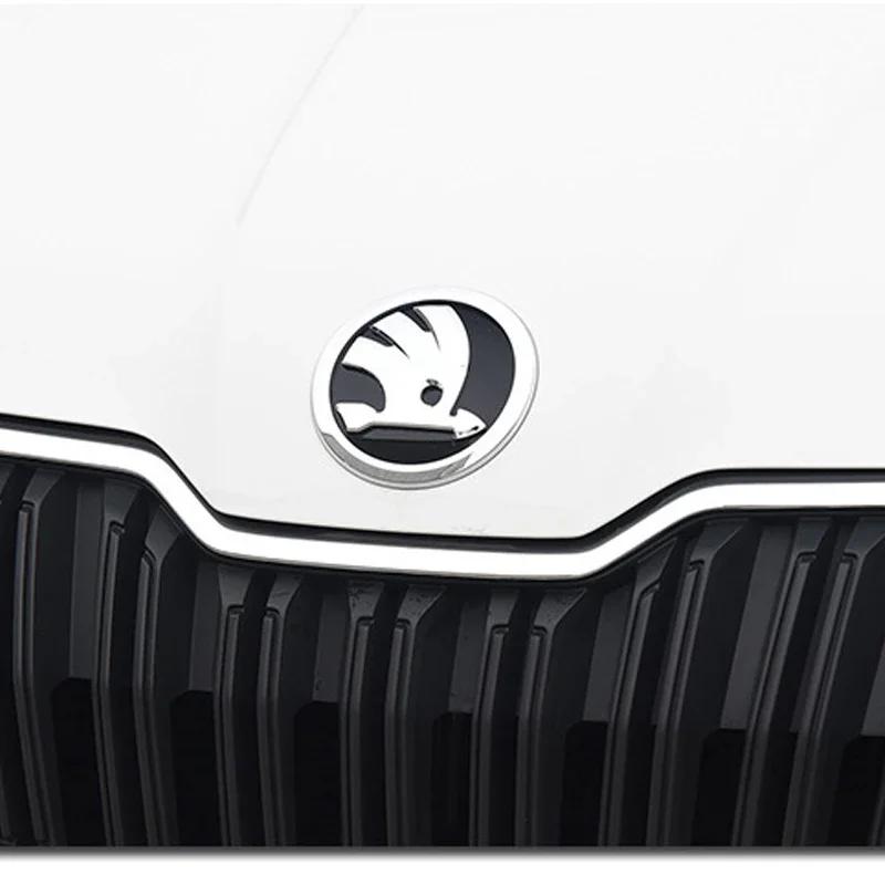 DDWO5 For Skoda 8/9/10cm Upgrade Your Skoda ABS Emblem Car Front Hood Badge Rear Trunk Sticker For Skoda S Logo Octavia RS Superb MK2