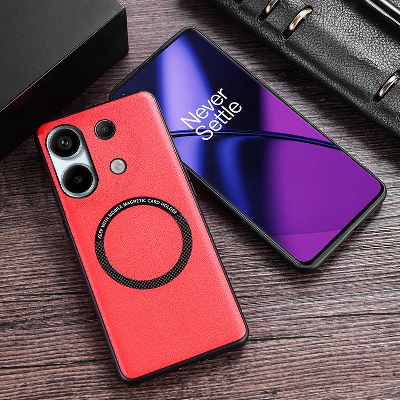Магнитный чехол Magsafe с беспроводной зарядкой для POCO M6 Pro X6 Pro F5 Pro F5 X5 Pro POCO F3 X3 NFC, роскошный простой кожаный чехол