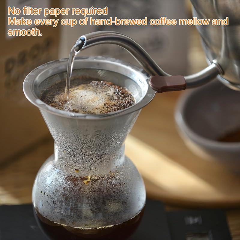 Uxcell pour over кофеварка 600 ячеек многоразовый фильтр для кофеварки нержавеющая сталь диаметр 113 мм на 1-2 чашки