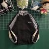 Men's Retro Contrast Stitching Baseball Jacket - Trendy, Loose Fit for Couples