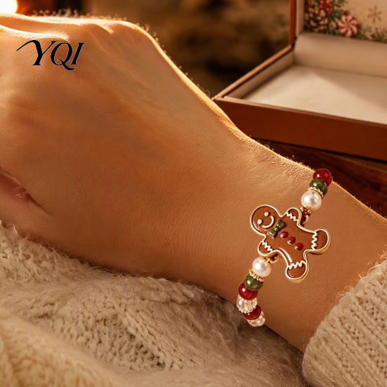 Casual Bracelet Christmas Bracelets for Women, Santa Claus Elk Snowman Tree Beaded Bracelet, Holiday Jewelry Gifts Stocking Stuffers, Party