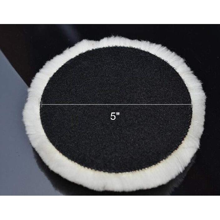 Wool Polishing Pad 5 Inches Soft Sheepskin Buffing Pads With Hook And Loop Back Wool Cutting Pad For Car, Furniture, Glass And So On (Pack Of 2)