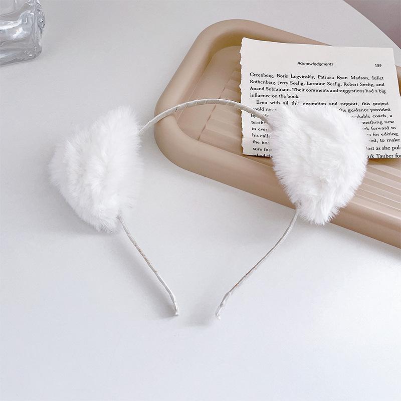 Плюшевый ободок с кошачьими ушками для женщин, мультяшная плюшевая повязка для волос, аниме косплей, милый ободок для умывания лица, головной убор, аксессуары для волос для девочек