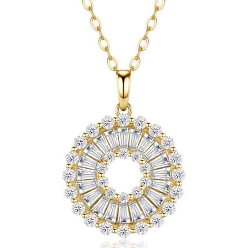 WUIHA Vintage 100% 925 Sterling Silver Round Cut Real GRA Moissanite Diamond Pendant Necklace Wedding Engagement Fine Jewelry