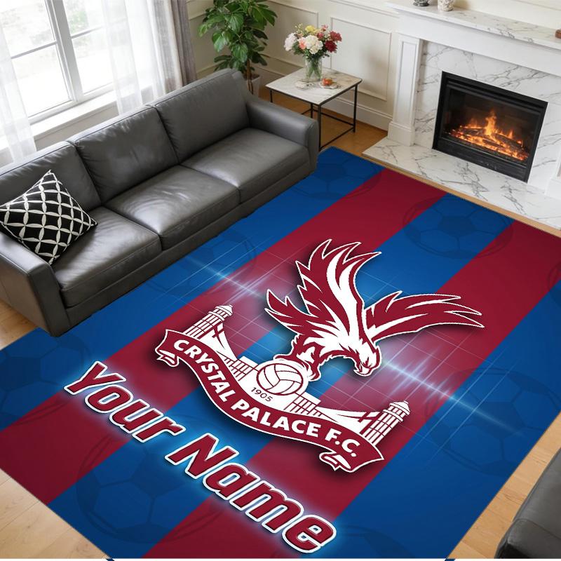 Crystal Velvet Rug Custom Name Text, Soft Non Slip Floor Mat Home DecorCrystal Palace