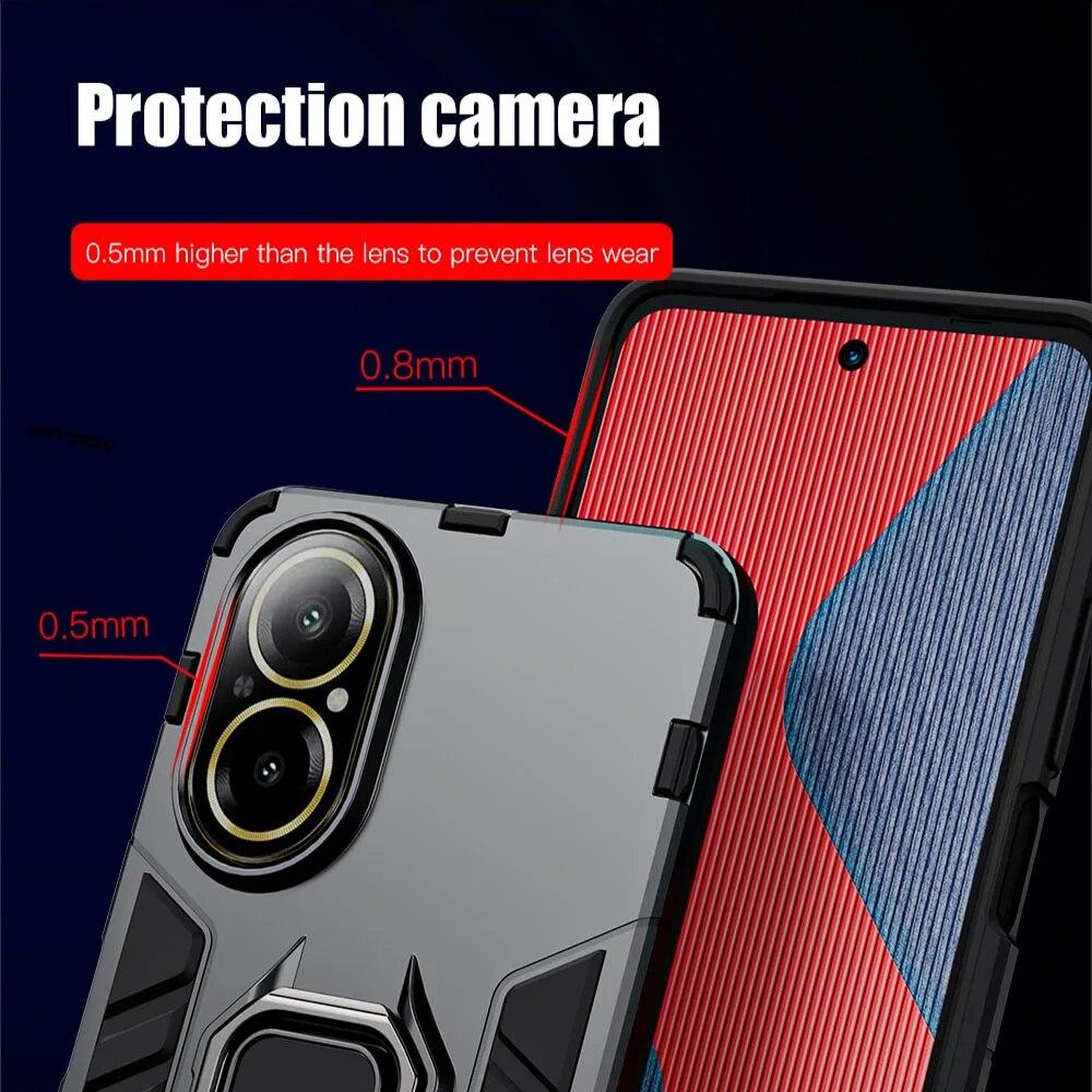 KEYSION Противоударный чехол для Realme C67 4G C67 5G C55 C53 C51, силиконовый + ПК с металлическим кольцом-подставкой, чехол для телефона для OPPO Realme Note 50
