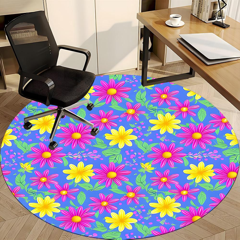 1pc Floral Pattern Chair Carpet for Office Non-Slip, Machine Washable Rug for Office, Room - Holiday Decor, Machine Made yy251016077