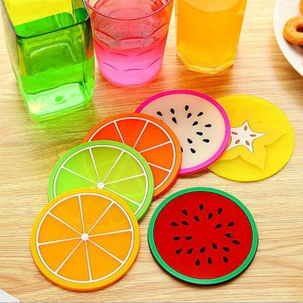 Silicone Cup Mat Non -slip Cup Insulation Pad Tableware Pad Fruit Shape Cup Coaster  Dining Table