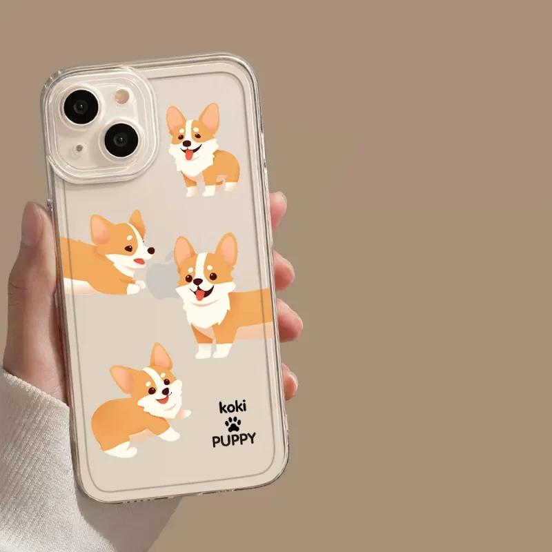 Мультяшная такса корги собака прозрачный чехол для телефона для iPhone 15 14 13 11 12 16 Pro XS Max 13Mini XR X SE Plus прозрачная крышка Funda