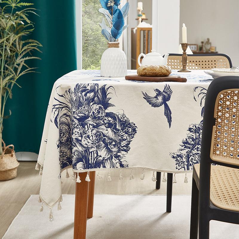 Цветочная круглая прямоугольная скатерть, устойчивая к пятнам, водоотталкивающая, немнущаяся цветочная скатерть для дома, кухни, обеда, вечеринки, использования в помещении и на открытом воздухе