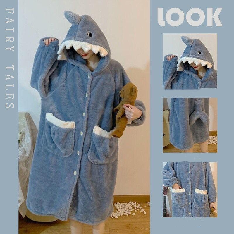 Милая мультяшная домашняя одежда с длинными ушами кролика, фланелевый женский плюшевый халат Kawaii с капюшоном, ночная рубашка из кораллового флиса, домашний комплект