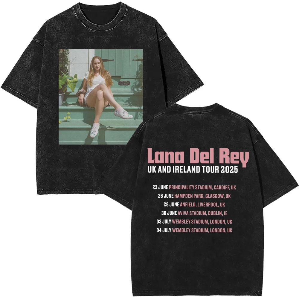 Washed Vintage WashedLana Del Rey Tour Tshirt Men Women Hip Hop Fashion Pop Music Tshirts Unisex Casual Cotton T Shirts