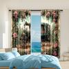 2 pcs, versatile polyester transparent curtains for home decoration Retro Carriage for use in bedrooms and living rooms