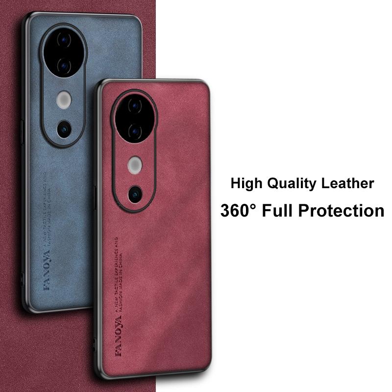 Для Vivo V40 Pro 5G Чехол Роскошный Чехол для телефона из ПУ кожи Для Vivo V40 S19 Pro Задняя крышка Матовый силиконовый Ударопрочный Полная защита