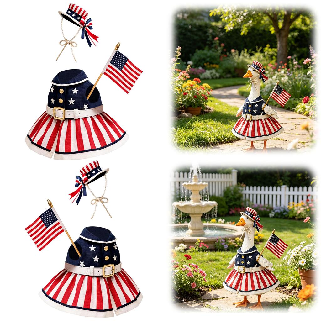 Патриотичные наряды для гуся на крыльцо к 4 июля Многоцелевая статуэтка животного для Дня памяти Костюм Декорация для сада во дворе Патио
