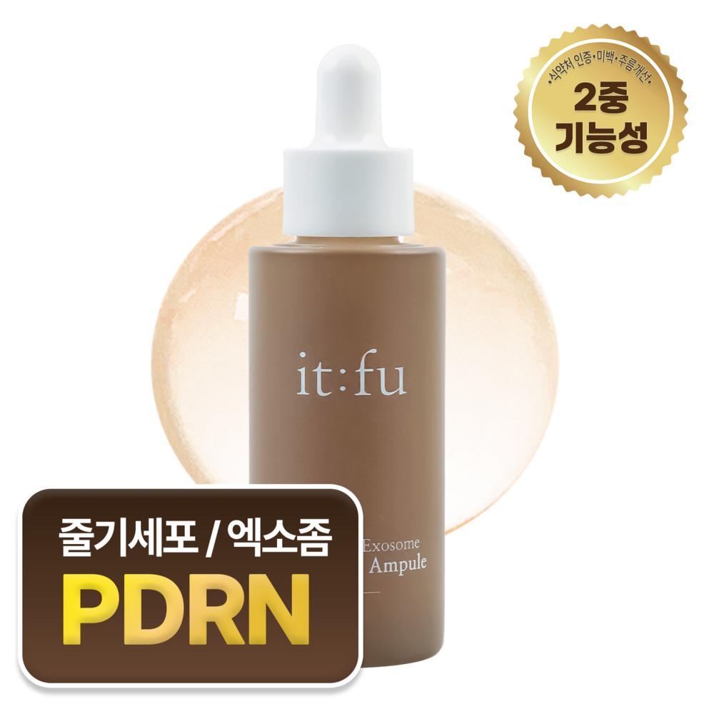 IT:FU Chic Healer Ampoule Water Glow Увлажняющий Сияющий Бустер для Кожи PDRN Экзосома Стволовых Клеток Гиалуроновая Кислота MTS Коллаген EGF, 30 мл, 1 штука