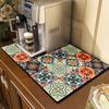 Kitchen Dish Mat Absorbent Dining Table Mats Retro Non-Slip Drain Pad Draining Placemat Coffee Dish Tableware Mat For Home Decor
