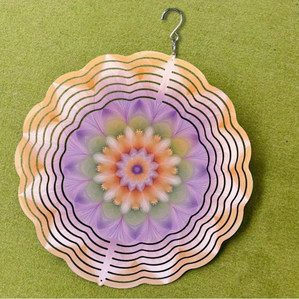 Яркий фиолетово-оранжевый металлический колокольчик с крючком, вращающимся на 360 градусов, уникальный спиральный дизайн, уличный садовый декор для весны, лета, осени, креативный подарок