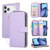 For iPhone 17 Pro Case 9 Card Slots Zipper Pocket PU Leather Cover with Wrist Strap