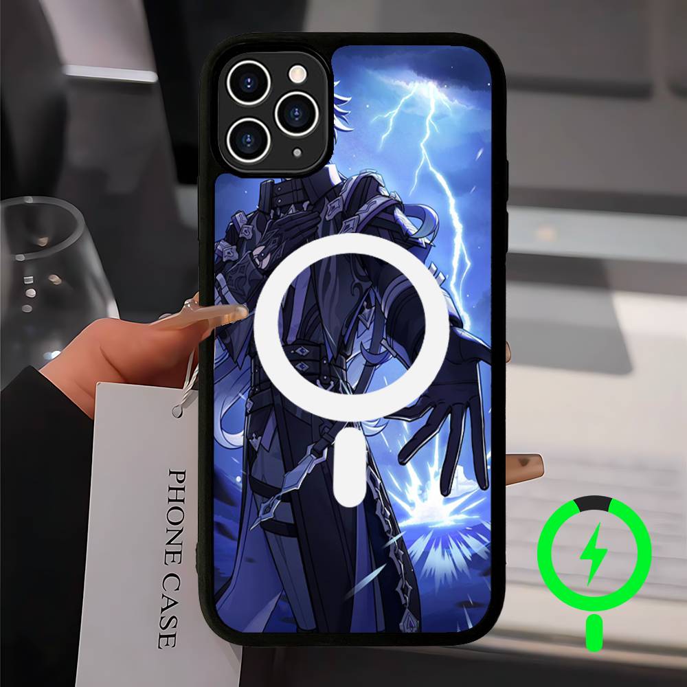 Чехол для телефона Genshin Impact Flins с магнитной беспроводной зарядкой для iPhone 17 16 15 14 13 12 11 Pro Max Plus Mag