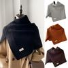 Elegant Faux Wool Shawl with Split Designs for Women Turtleneck Asymmetrical Knitted Shoulder Wrap Scarf Capelet Ponchos