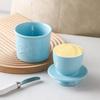 Ceramics Butter Crock with Lid French Butter Dish Keeper Counter Spreadable Soft Butter Container Storage Jar