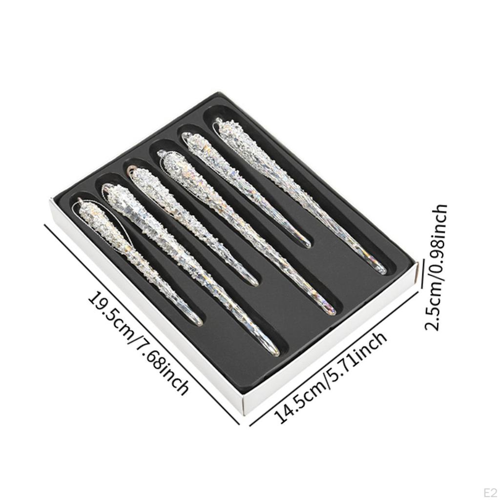 6x Стеклянный сосулька, украшение, подвеска, прозрачный, сделай сам, украшения для рождественской елки для фестиваля