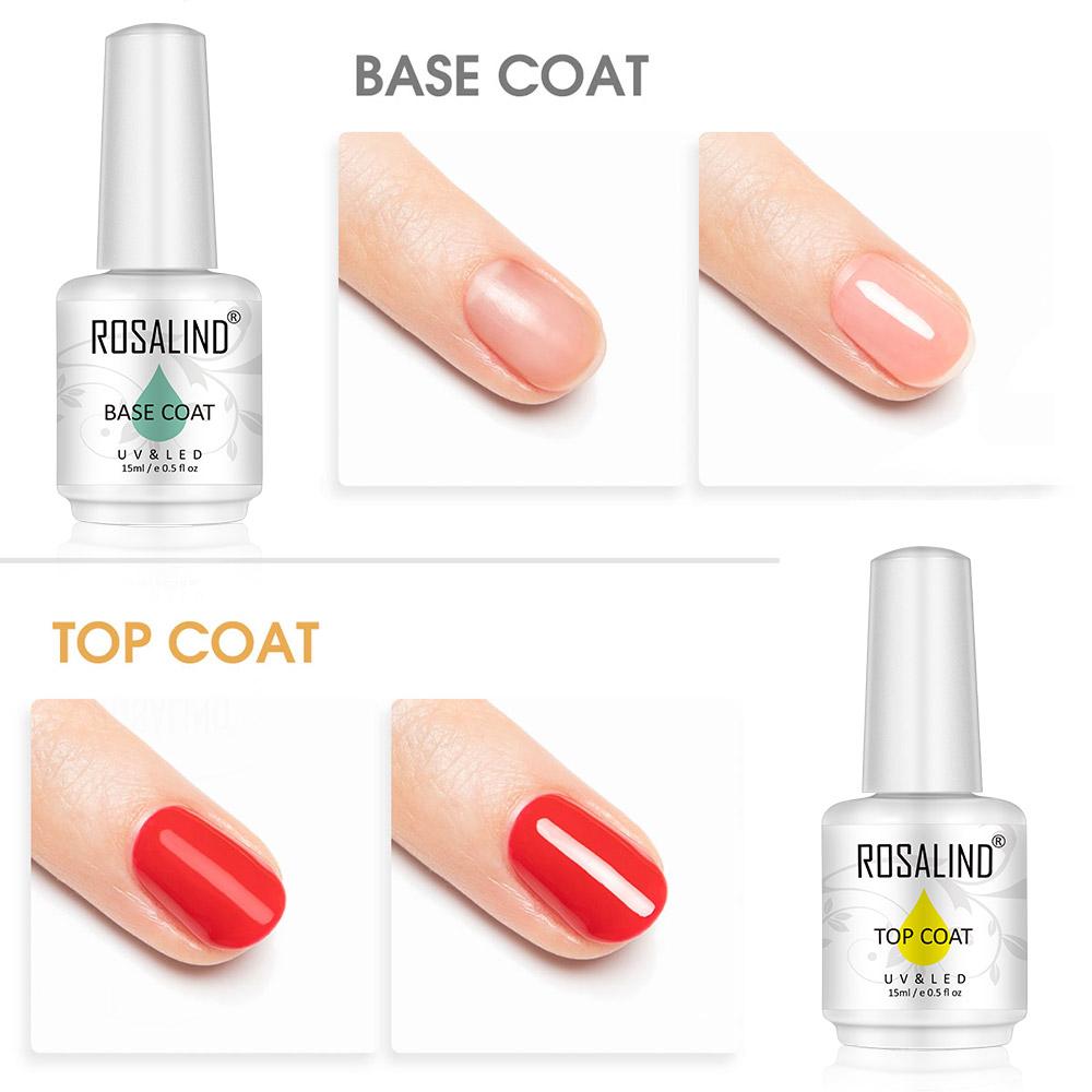 ROSALIND 15 мл комплект базового и верхнего покрытия гель яркий для дизайна ногтей светодиодная лампа