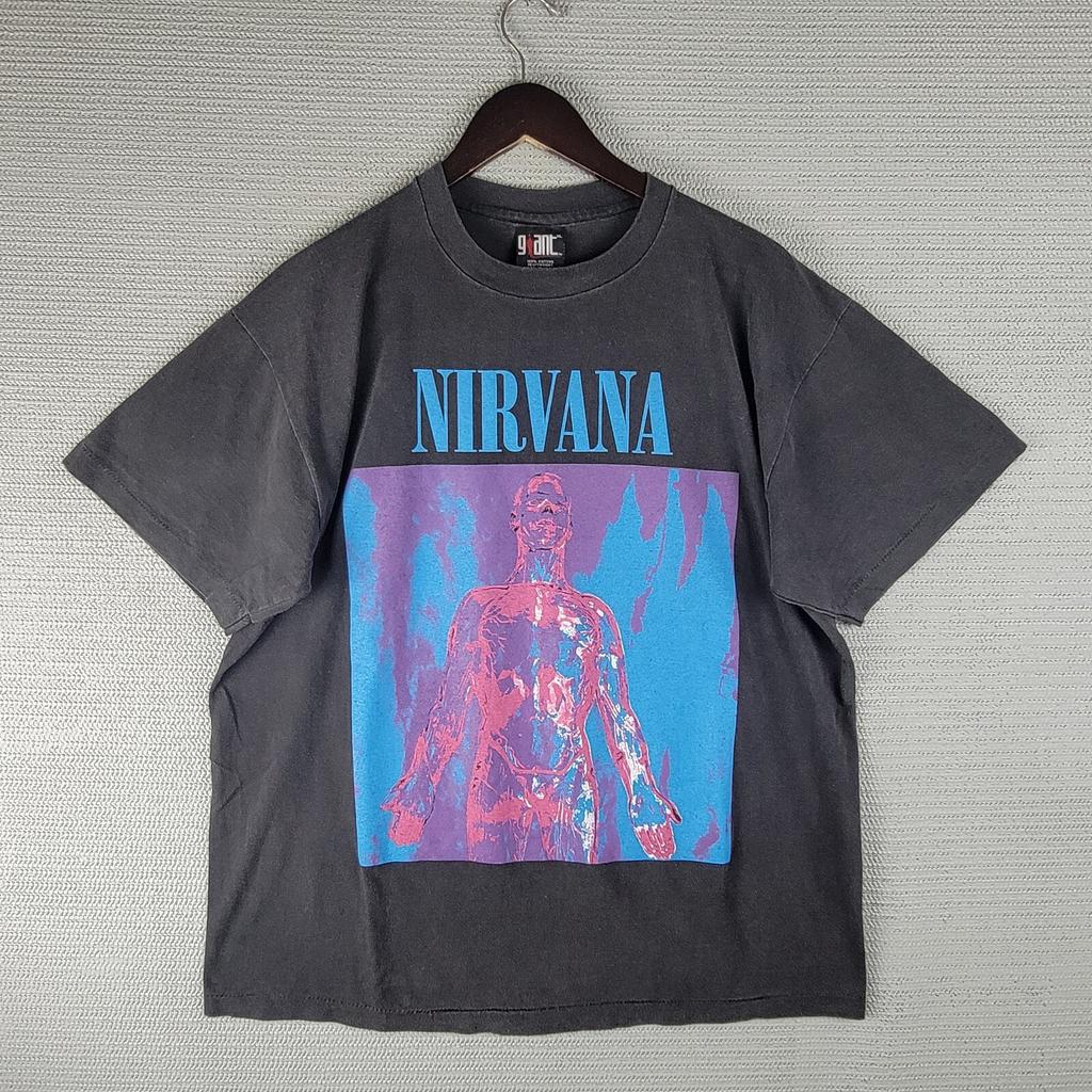 Nirvana T-shirt Sliver size XL 2 sided faded black Boot reprint