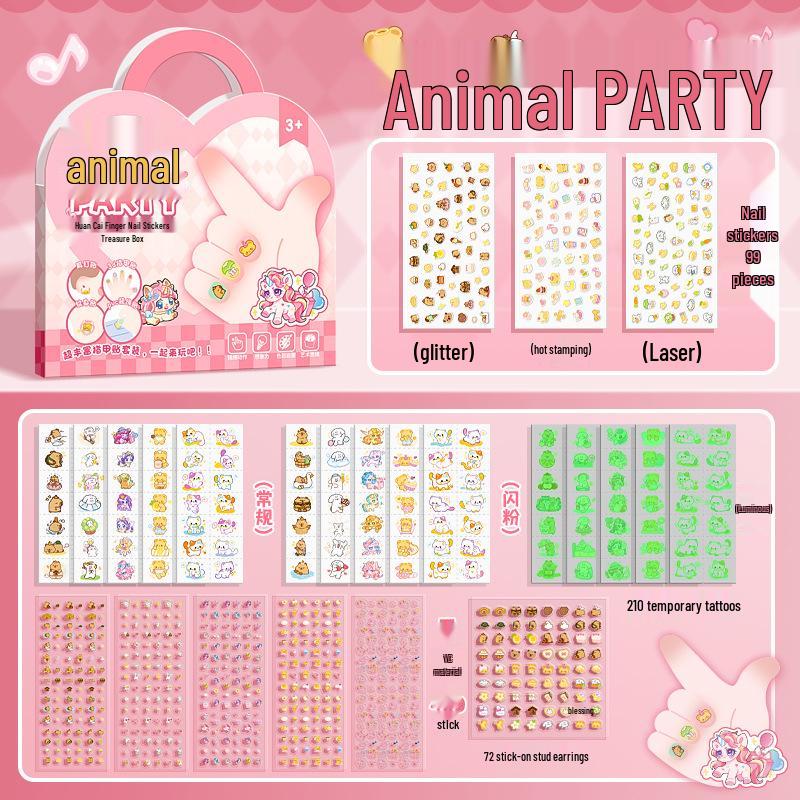 Iridescent Nail Stickers Gift Set: Cute Manicure Toy for Kids