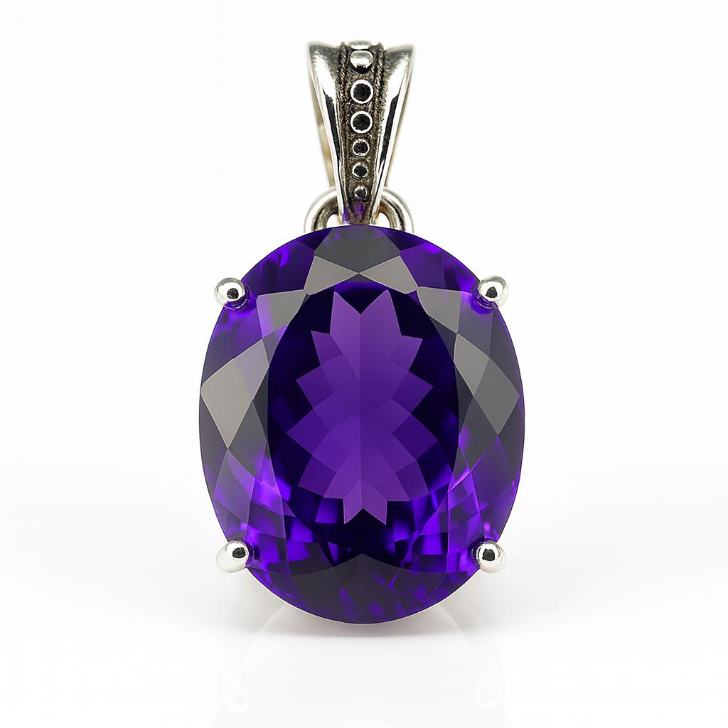 37Ct Certified Natural Purple Tourmaline Pendant Oval Cut 925 Sterling Silver AI-23-NS