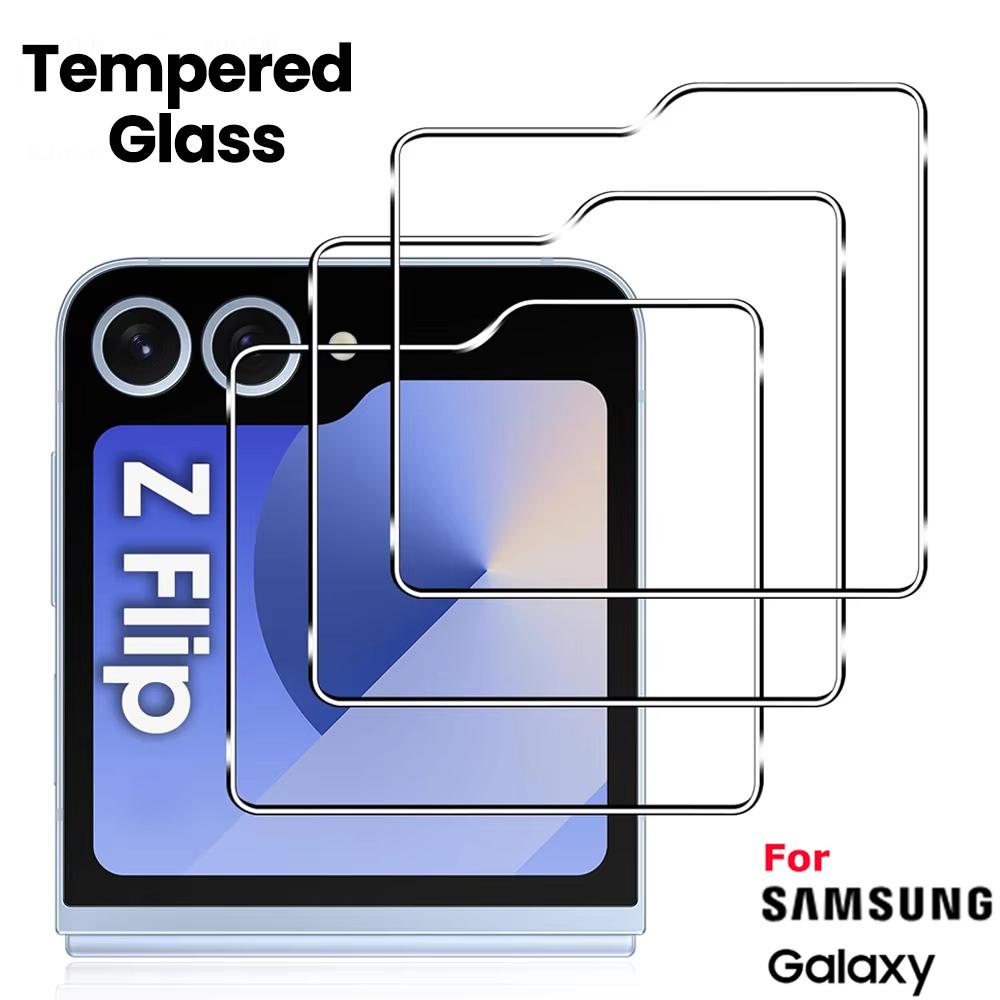 3 шт. Закаленное стекло Full Cover для Samsung Galaxy Z Flip 5 6 7 HD Прозрачное Стекло Защита Всего Экрана 9H Твердость Стекло Пленка
