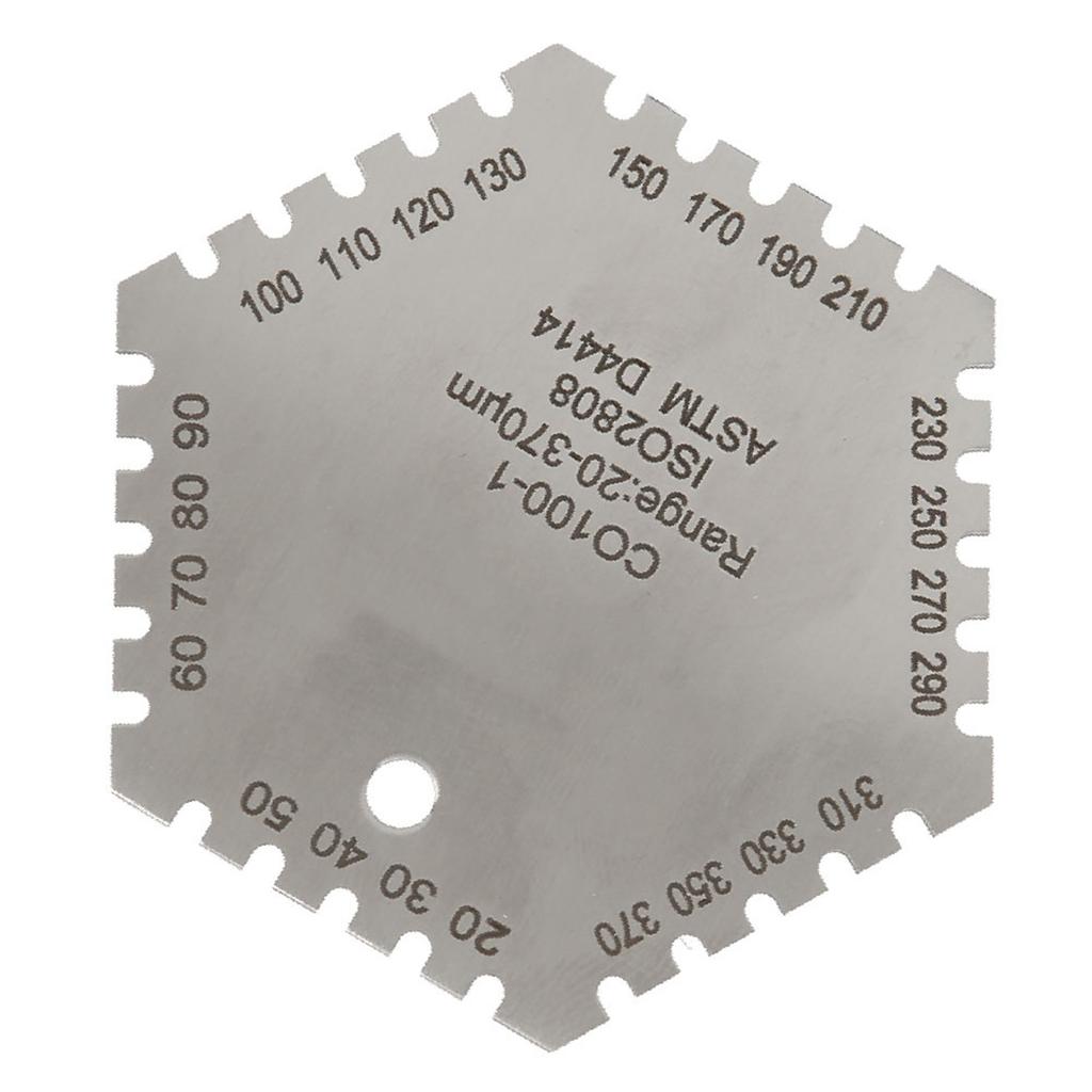CO1001 20370um Stainless Steel Hexagonal Wet Film Comb Card Thickness Gauge Meter