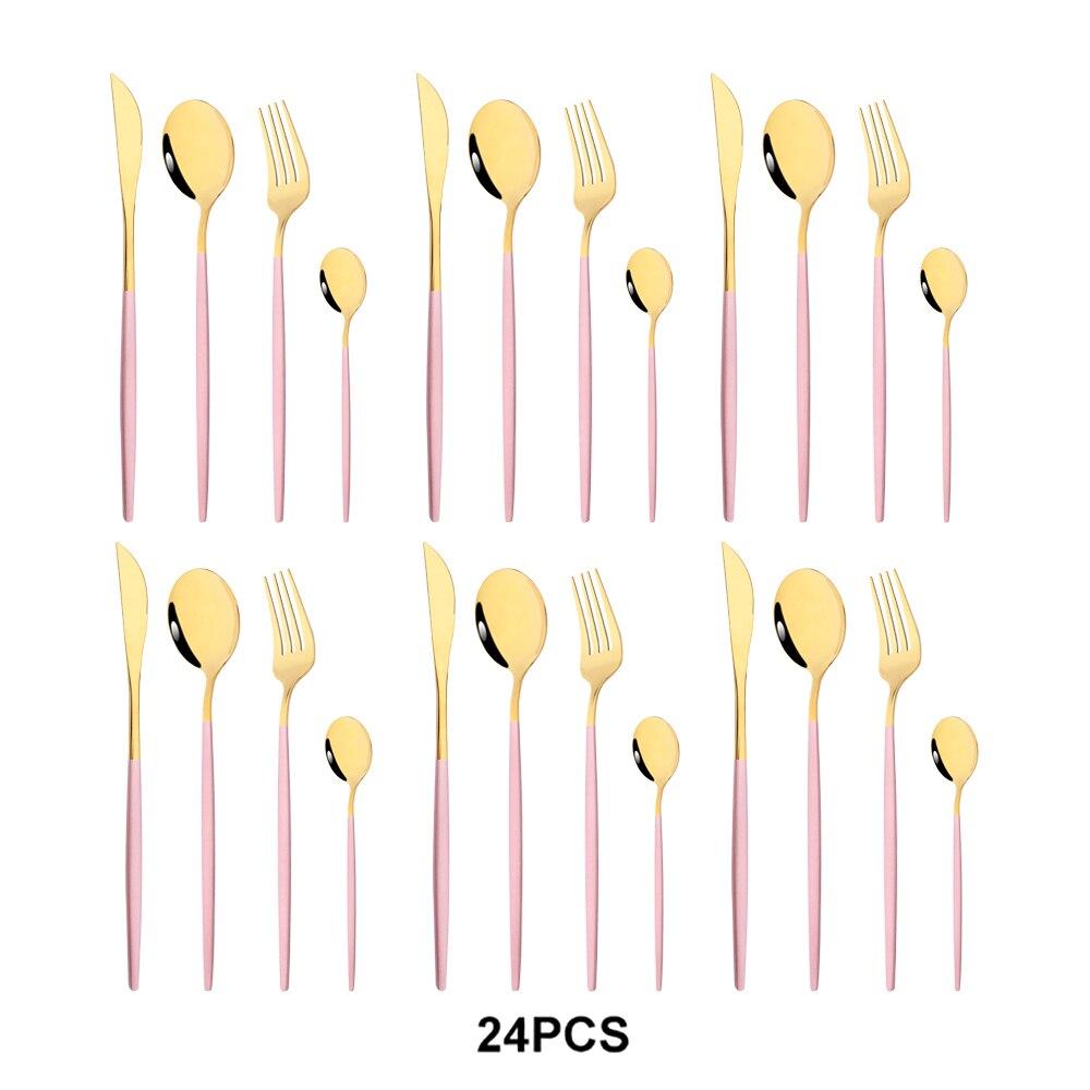 Набор посуды из нержавеющей стали, кухонный набор, 24 шт., черное золото, нож, вилка, ложка, роскошный набор посуды, ужин, свадьба, зеркало, столовые приборы