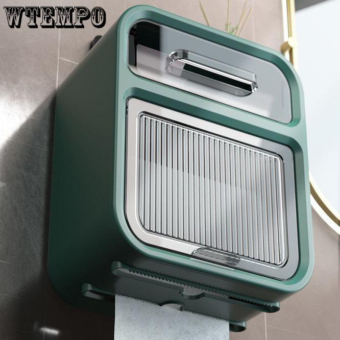 WTEMPO Коробка для туалетной бумаги Стеллаж для хранения туалетной бумаги Водонепроницаемая неперфорированная полка для салфеток Высококачественная настенная коробка для рулонной бумаги