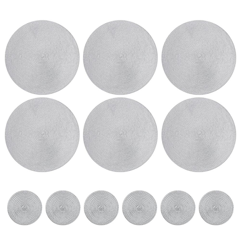 12 шт. Круглый плетеный коврик для стола, моющиеся салфетки, нескользящие подставки под столовые приборы, подставки под миски, домашний декор для кухни, подставки под чашки