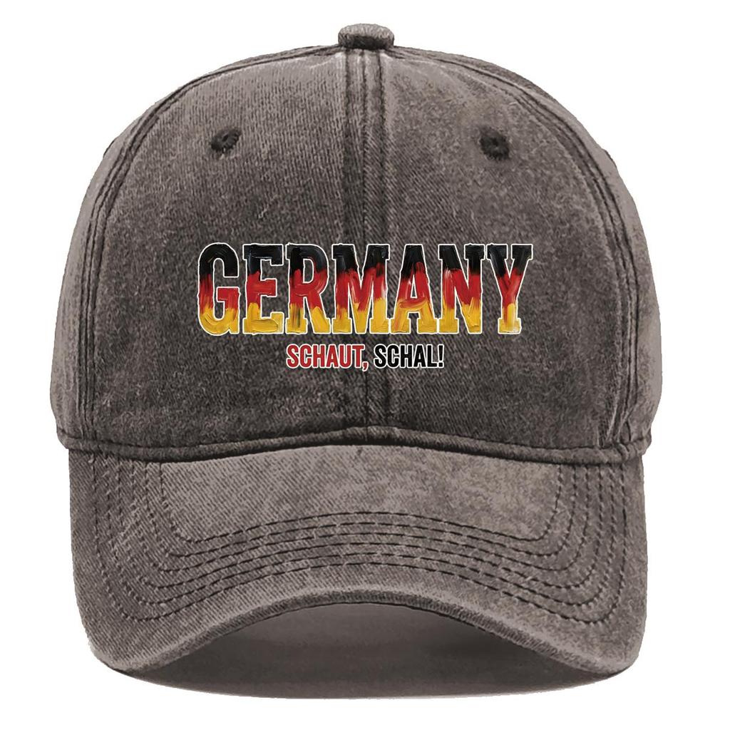 Бейсболка с принтом "GERMANY" "SCHAUT, SCHAL" Флаг, Регулируемая Кепка от Солнца Спортивная Мода Необработанный Козырек Уютная Папина Кепка