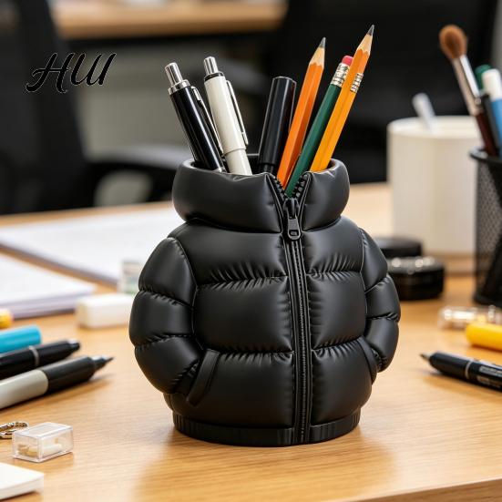 Student Desk Accessory Puffer Jacket Shaped Pen Cup, 3D Printed Organizer, Creative School Supplies Organizer Coat Pencil Holder for Makeup