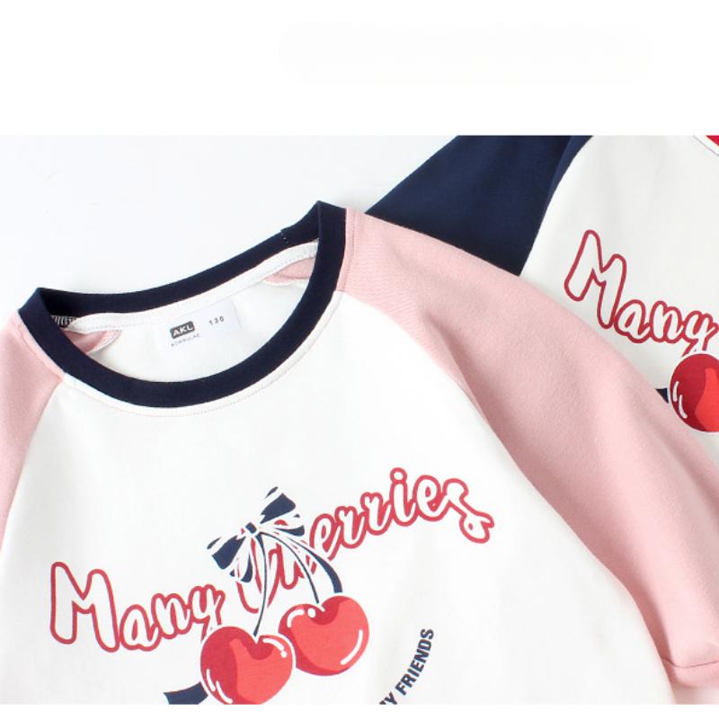 Футболка с длинным рукавом для девочек на весну и осень, хлопковая футболка с круглым вырезом и длинными рукавами, детская футболка