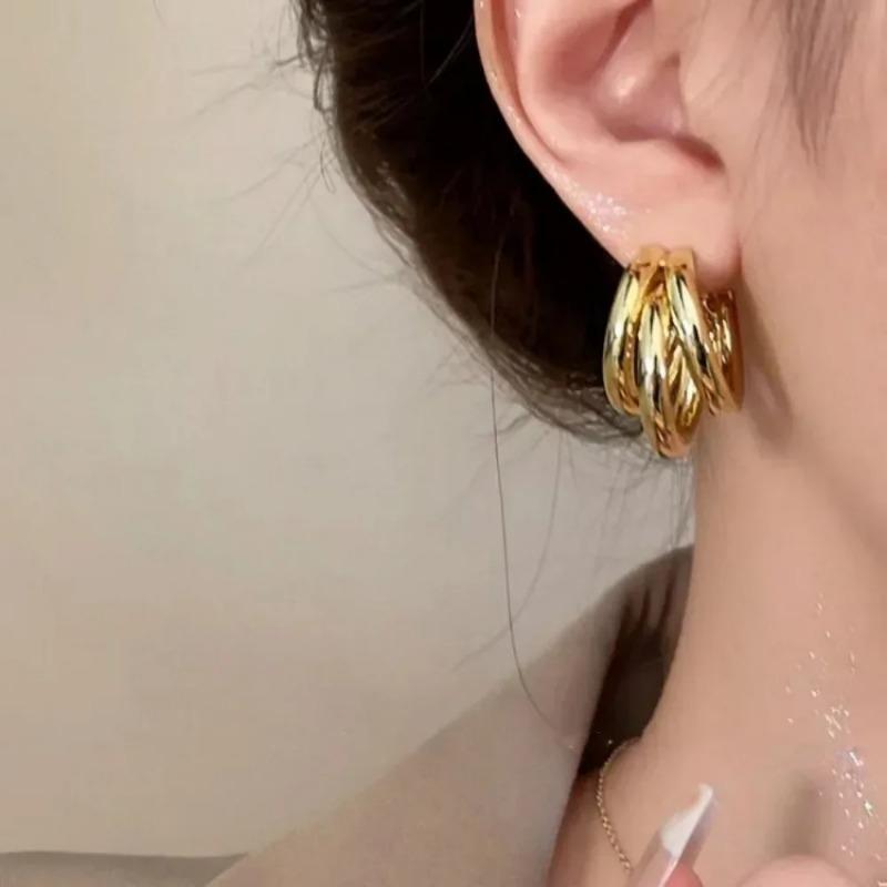 Преувеличенные золотые серьги-подвески в форме буквы C для женщин, модные винтажные круглые серьги-кольца, корейские украшения для вечеринок