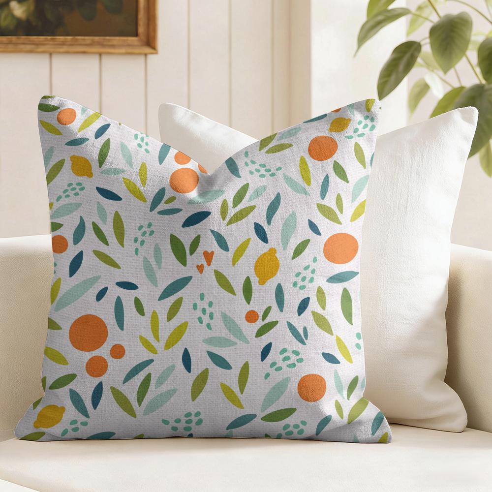 Orange pattern Cushion Cover Natural Linen Pillow Cover DoubleSided Print Cushion Cover for Sofa Home Decor