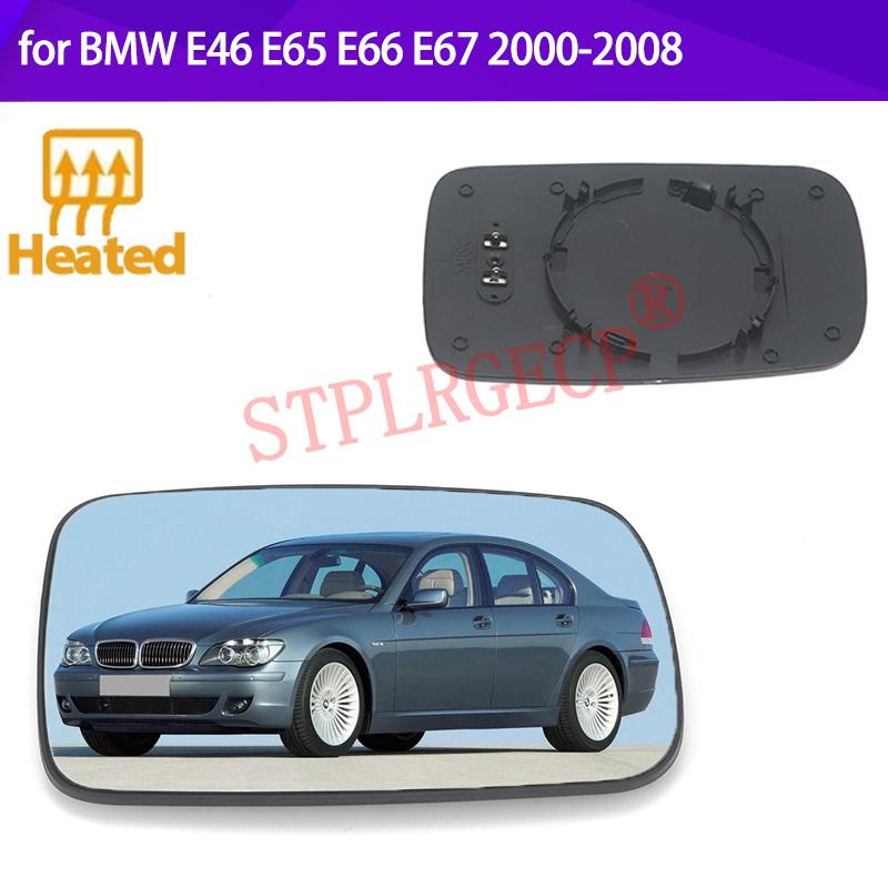 Stplrgecp Passenger Side Driver Side Left or Right Door Side Heated Wing Mirror Glass Lens for BMW E46 E65 E66 E67 2000-2008