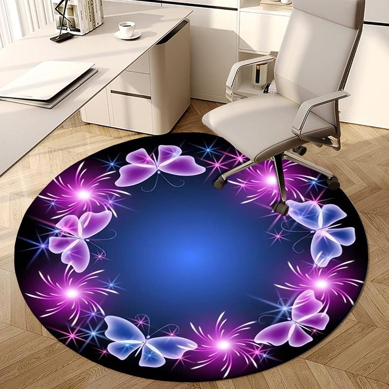 1pc Carpet Chair Mats Butterfly Fireworks Circular Frame Perfect for Decorating Chairs, Polyester Carpet, for Living Room.YDT608
